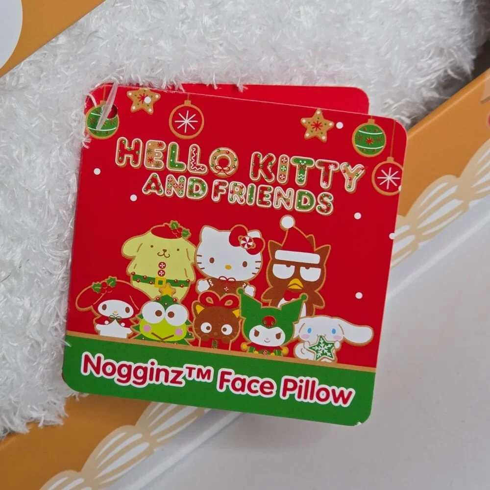 Hello Kitty Nogginz Face Plush‎ Pillow Sanrio 2024 NEW Polka Dot Bow